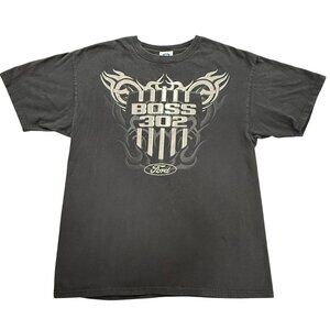 Ford Boss 302 Mustang T-Shirt Mens XL Black Graphic Auto 100% Cotton Licensed